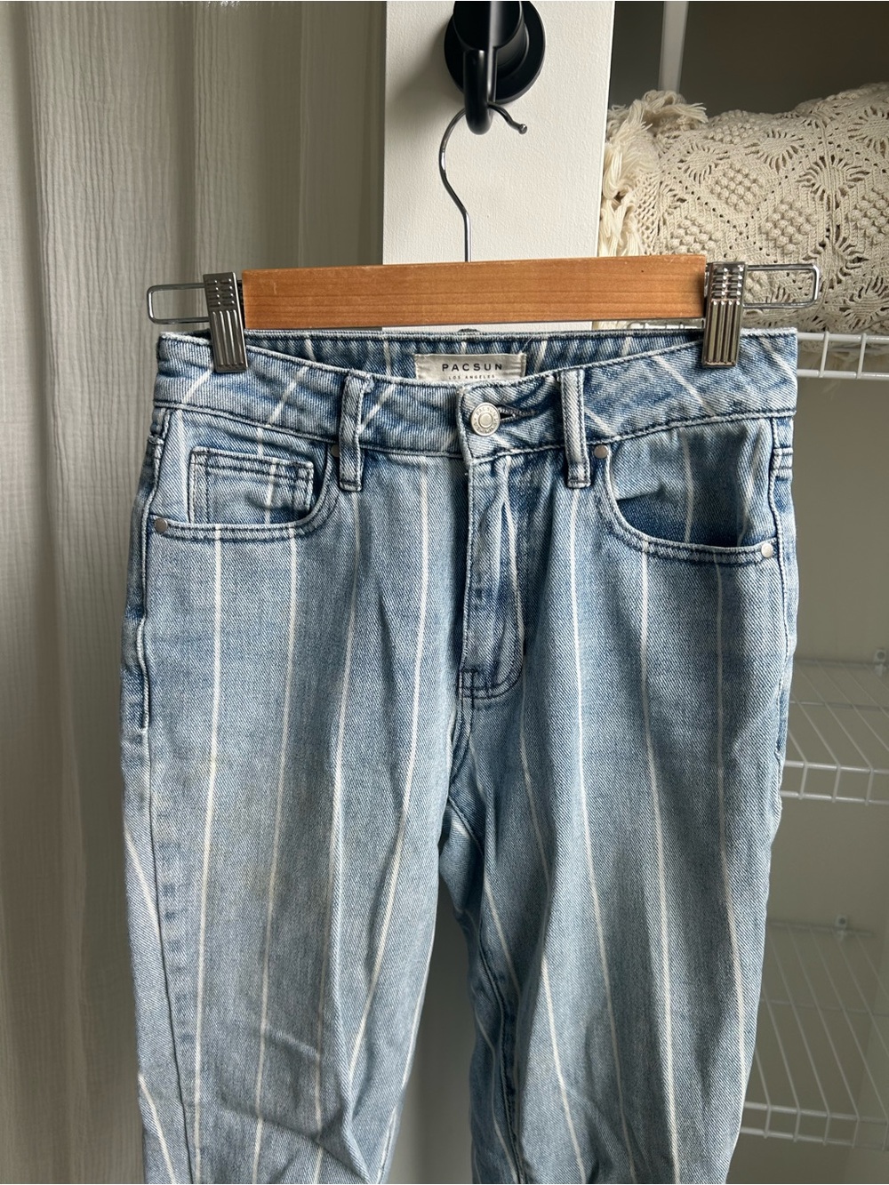 PacSun Light Blue Jeans with White Pinstripes